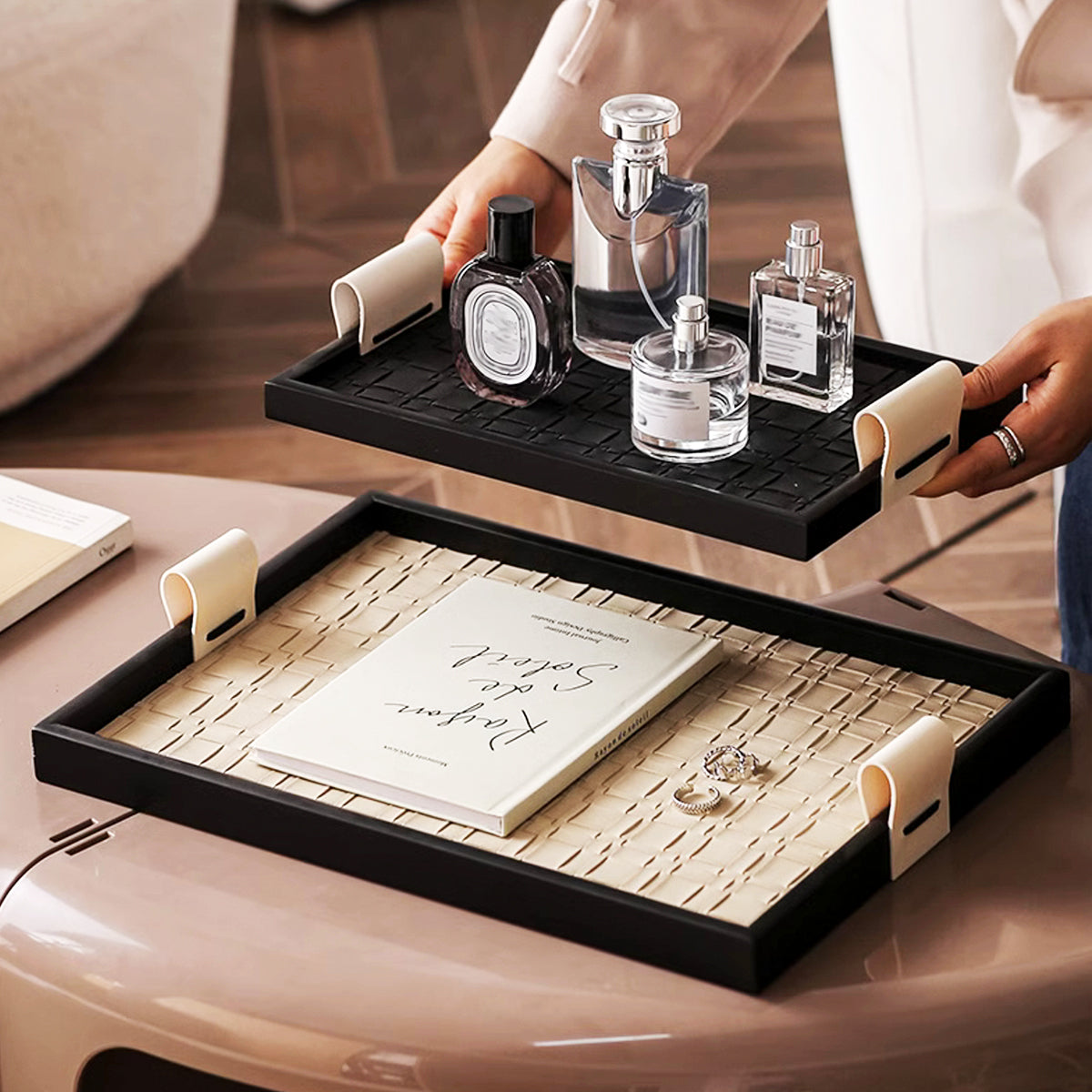 Woven Faux Leather Tray