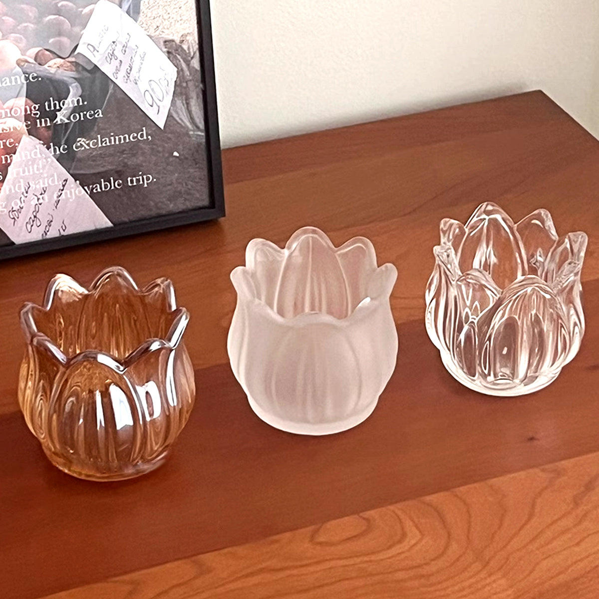 Tulip Design Glass Scented Candle Holder