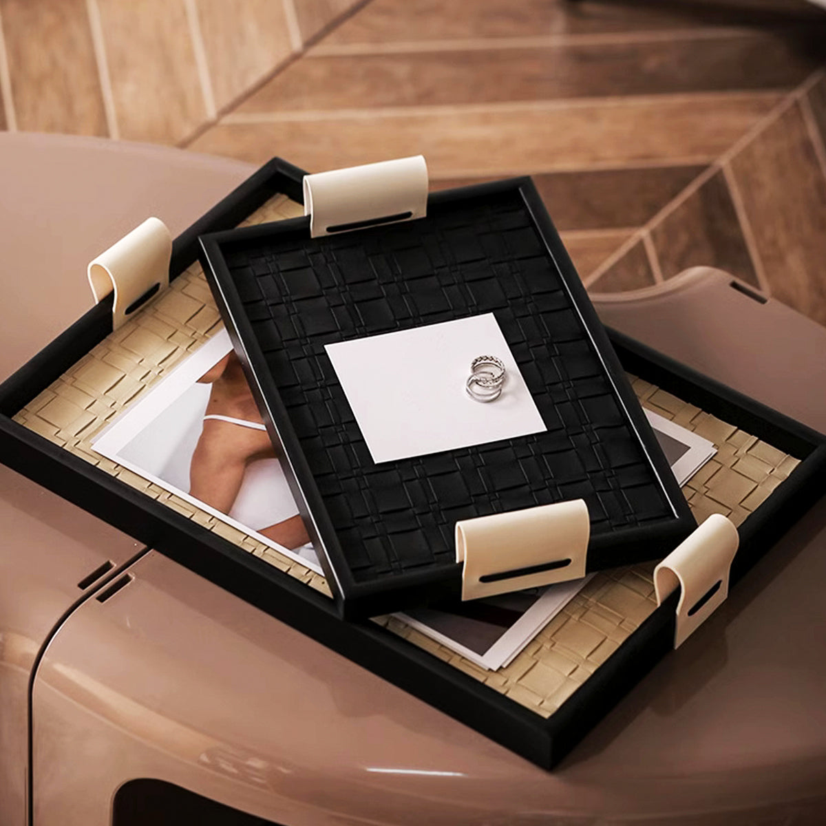 Woven Faux Leather Tray