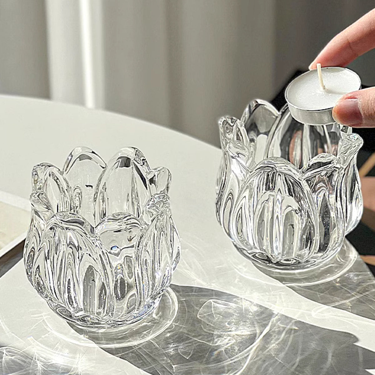 Tulip Design Glass Scented Candle Holder