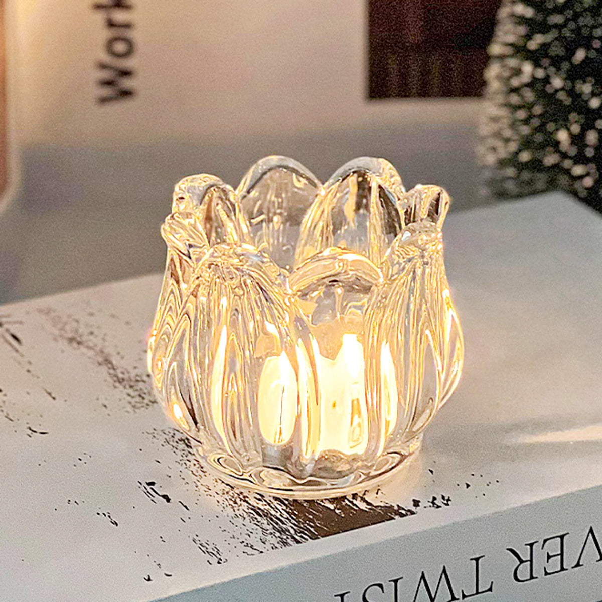 Tulip Design Glass Scented Candle Holder