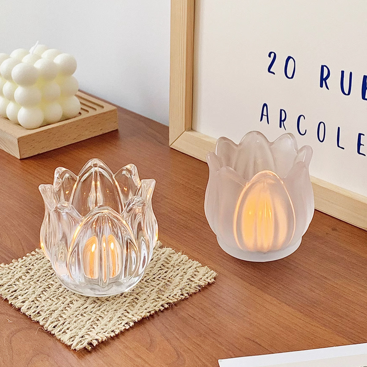 Tulip Design Glass Scented Candle Holder