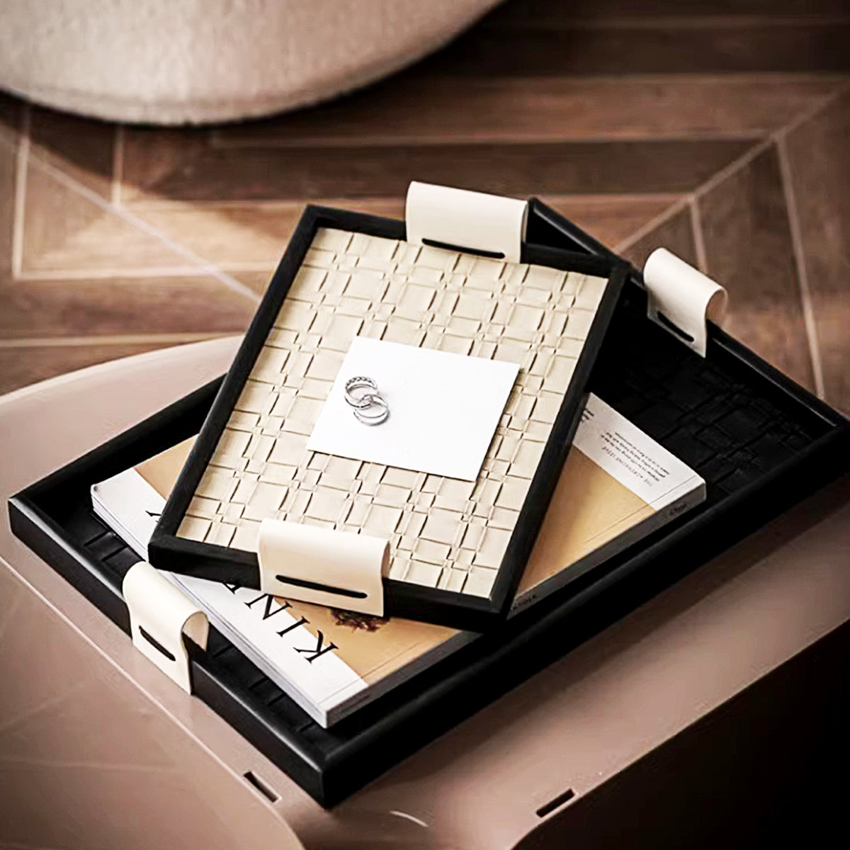 Woven Faux Leather Tray