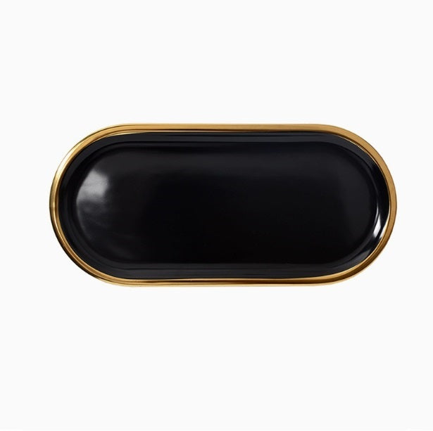 Marble Pattern Ceramic Oval Plate