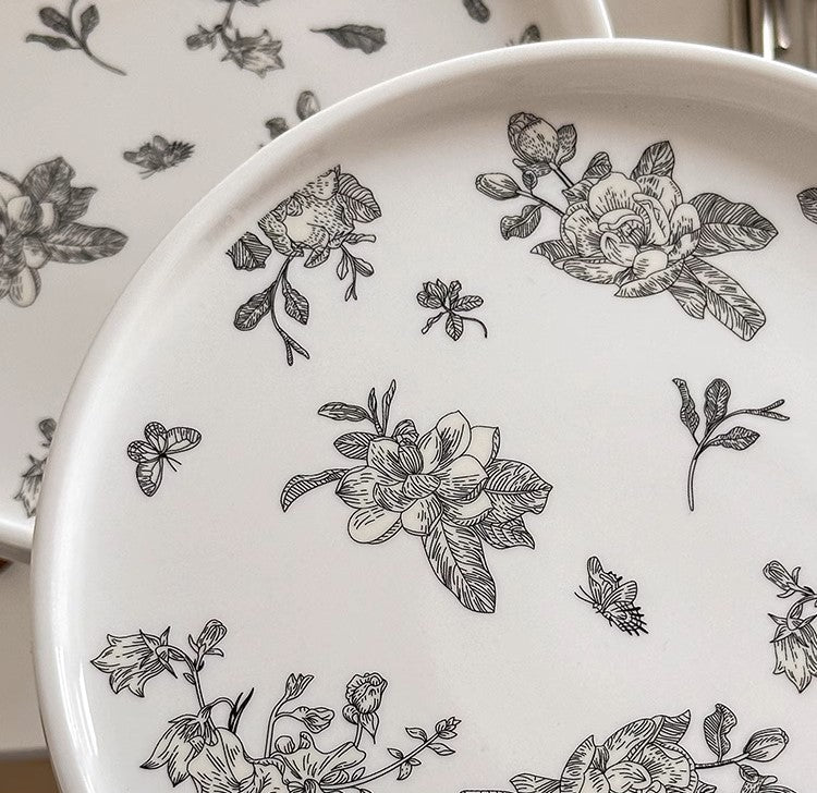 Floral Pedestal Display Plate With Stand