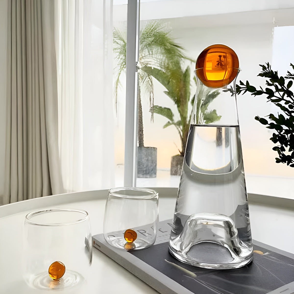 French-Style Amber Dot Glass Tumbler