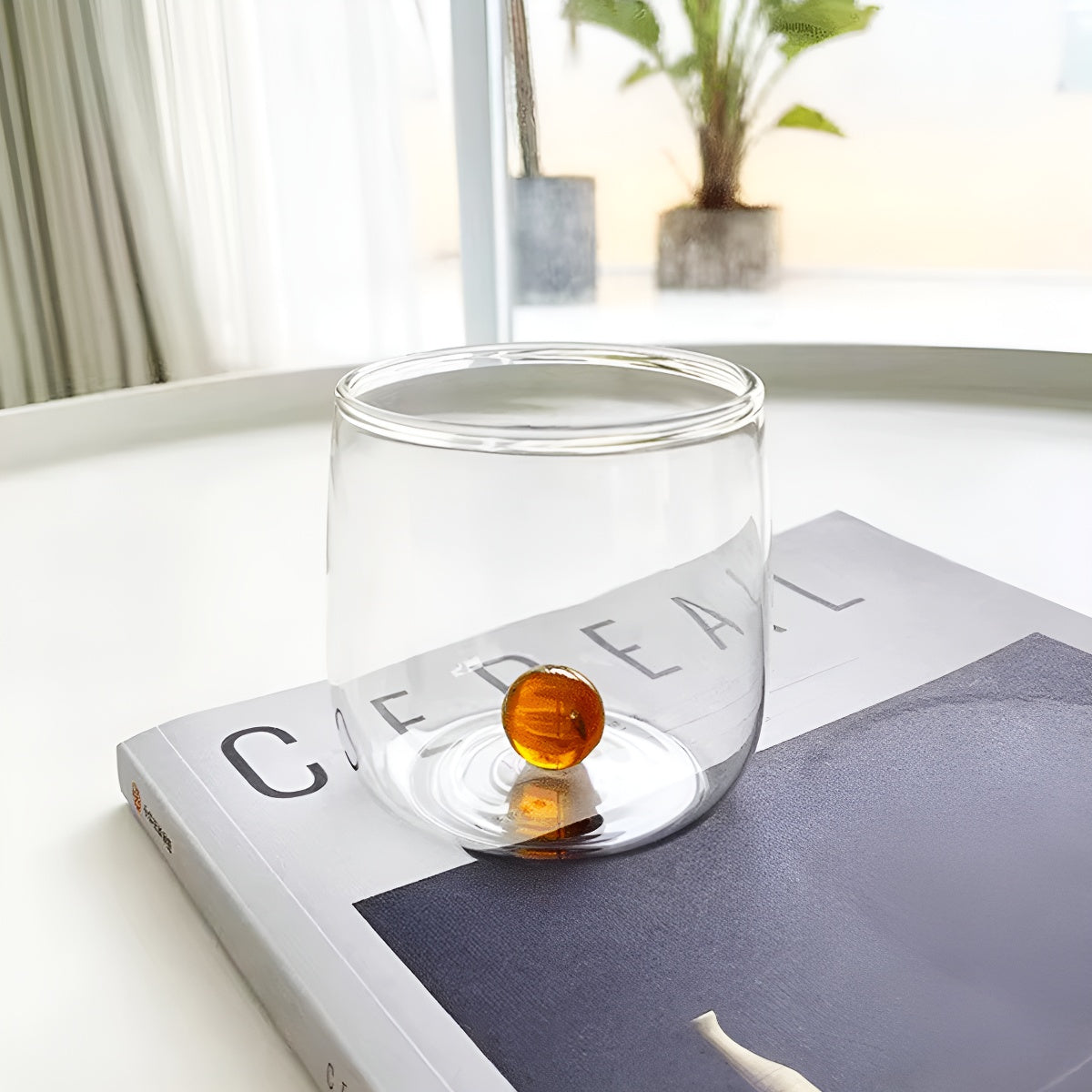 French-Style Amber Dot Glass Tumbler