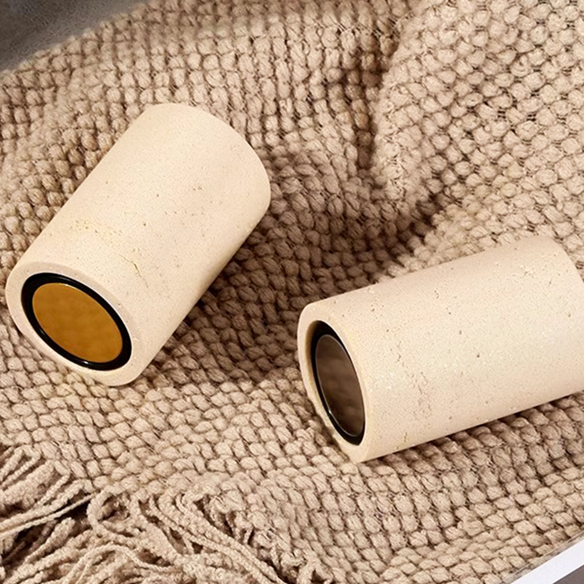 Stone Toothpick Holder with Metal Press Lid