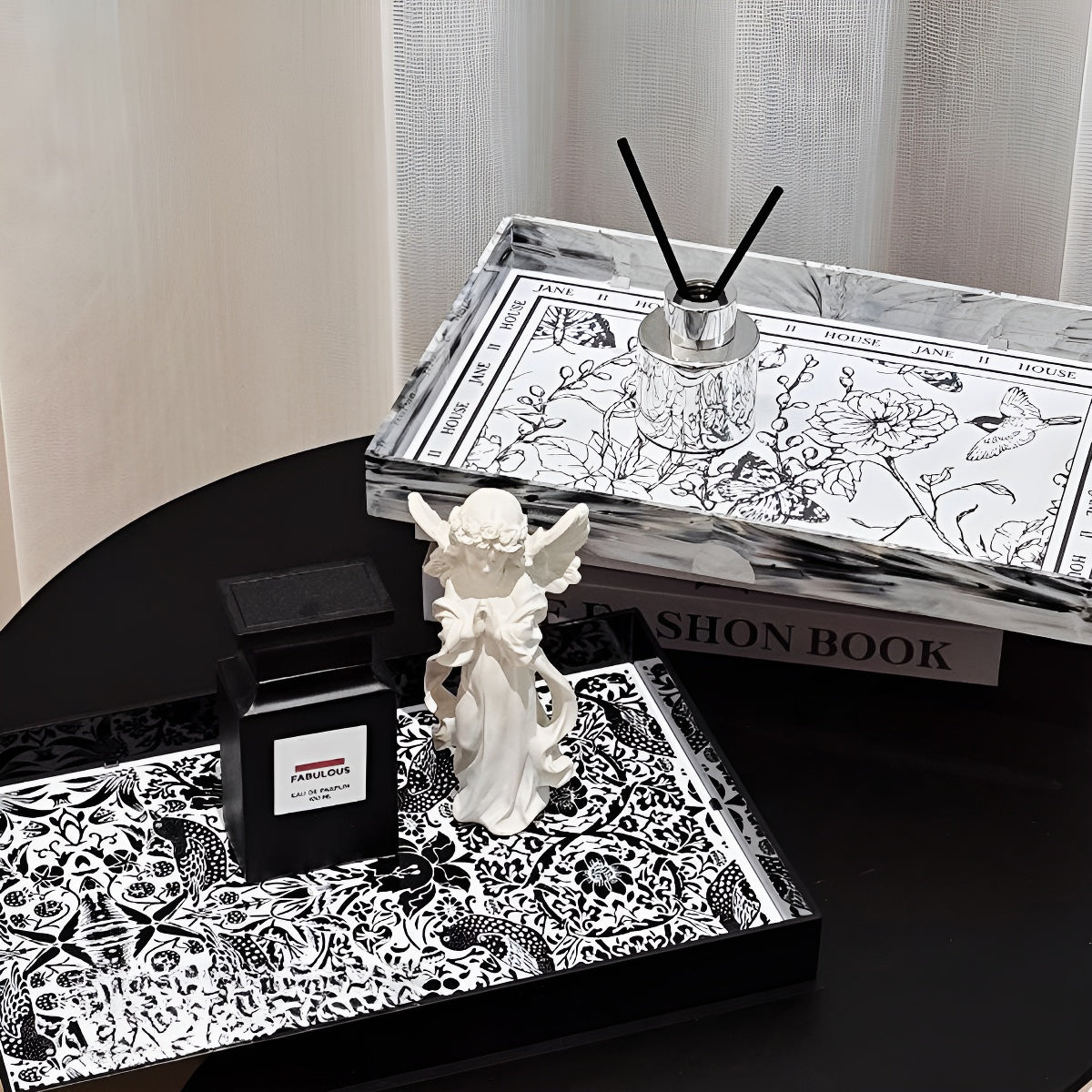 Vintage Bloom Tray with Embossed Floral
