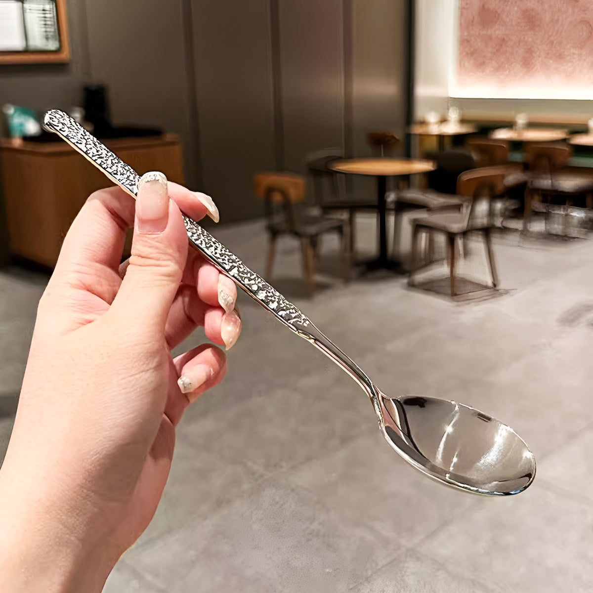 Stainless Steel Textured Handle Spoons