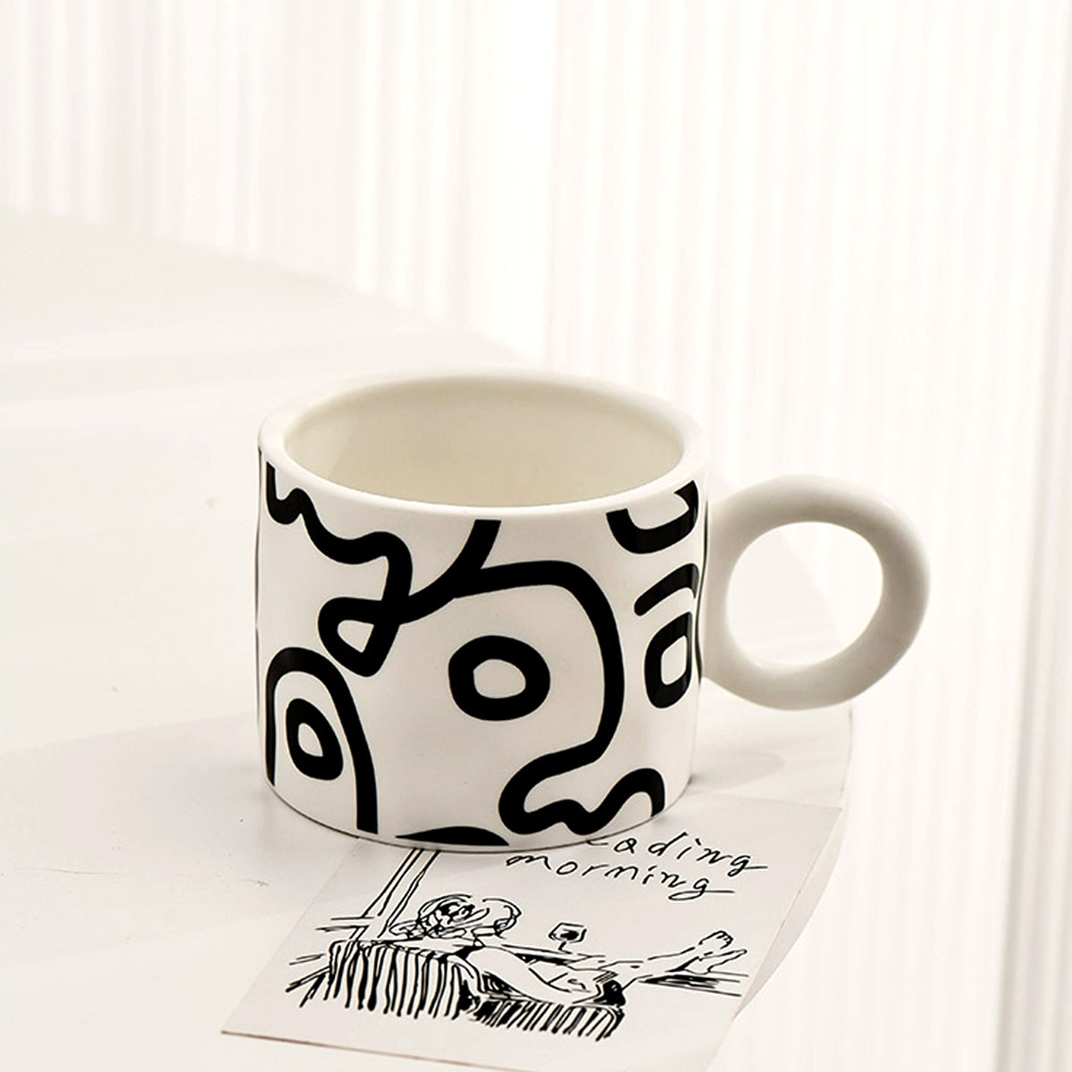 Large-Handle Graffiti Ceramic Mug