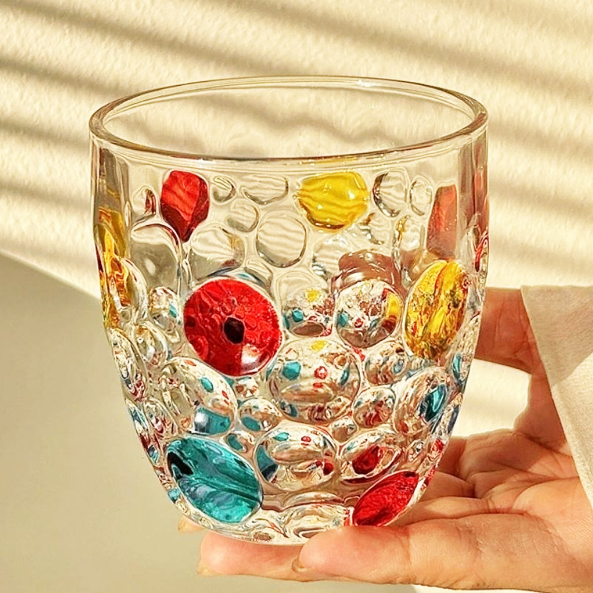 Hand-Painted Polka Dot Glass Tumbler