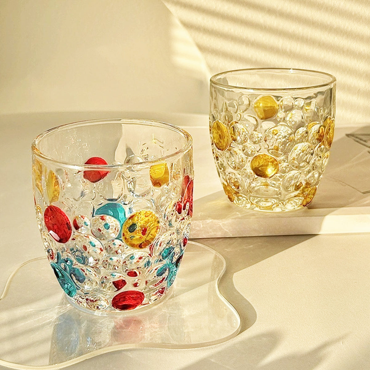 Hand-Painted Polka Dot Glass Tumbler