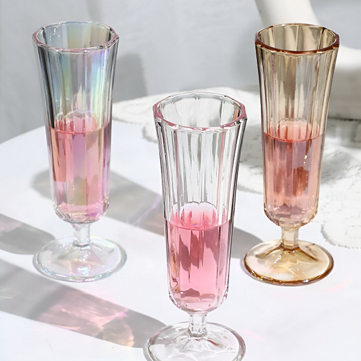 Elegant Fluted Glass Goblets