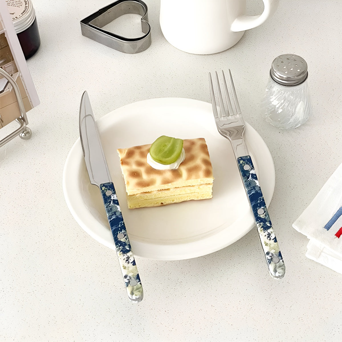 Blue Agate-Pattern Stainless Steel Cutlery Set