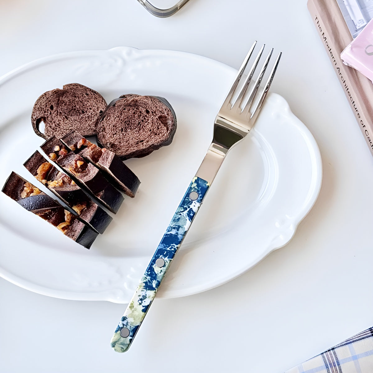 Blue Agate-Pattern Stainless Steel Cutlery Set