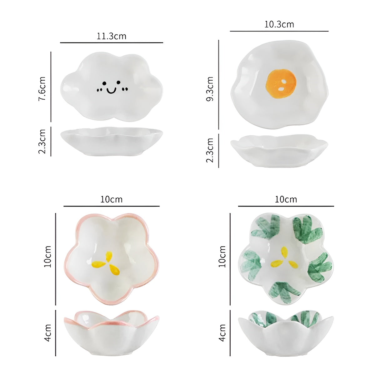 Cute Flower & Cloud Shaped Ceramic Mini Plates