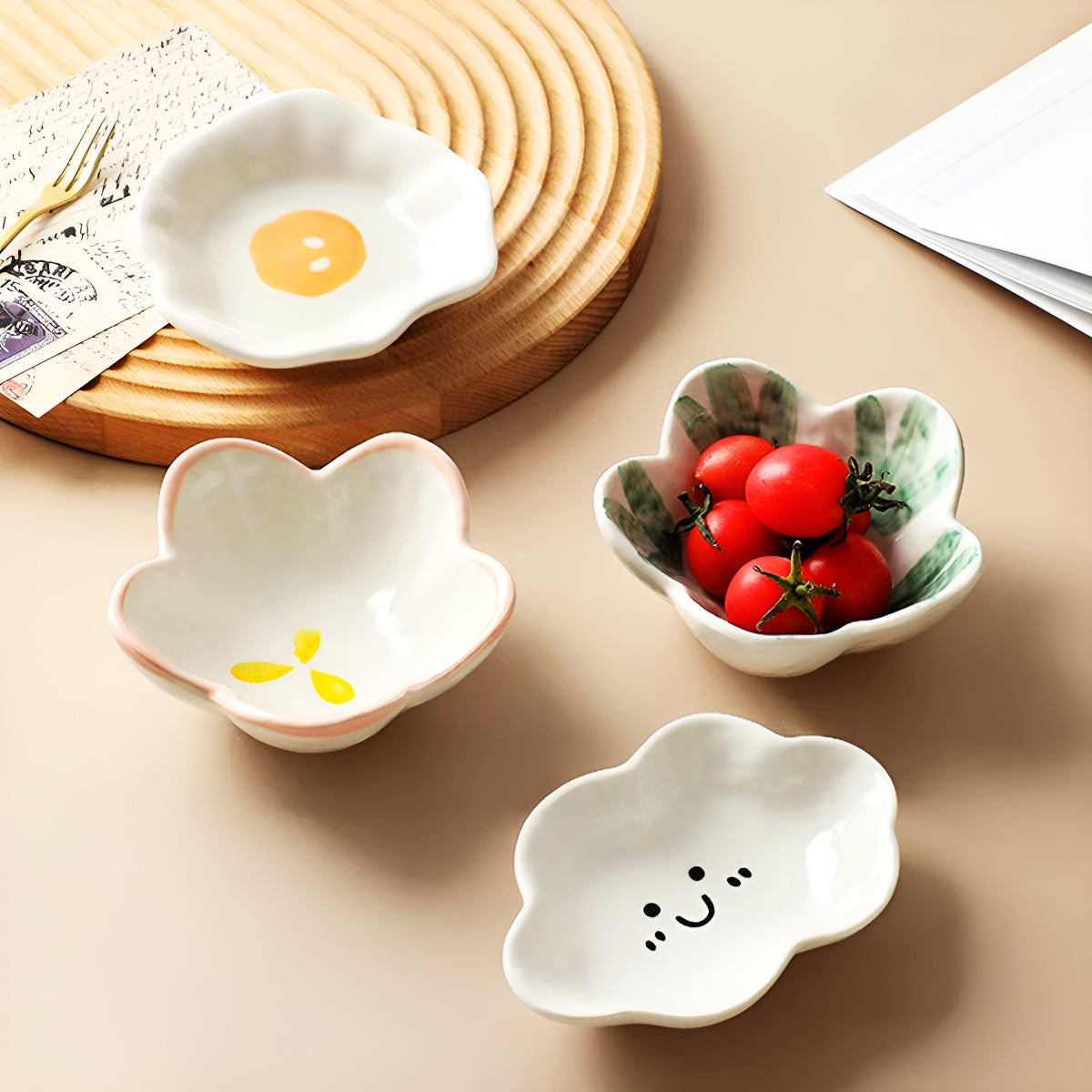 Cute Flower & Cloud Shaped Ceramic Mini Plates