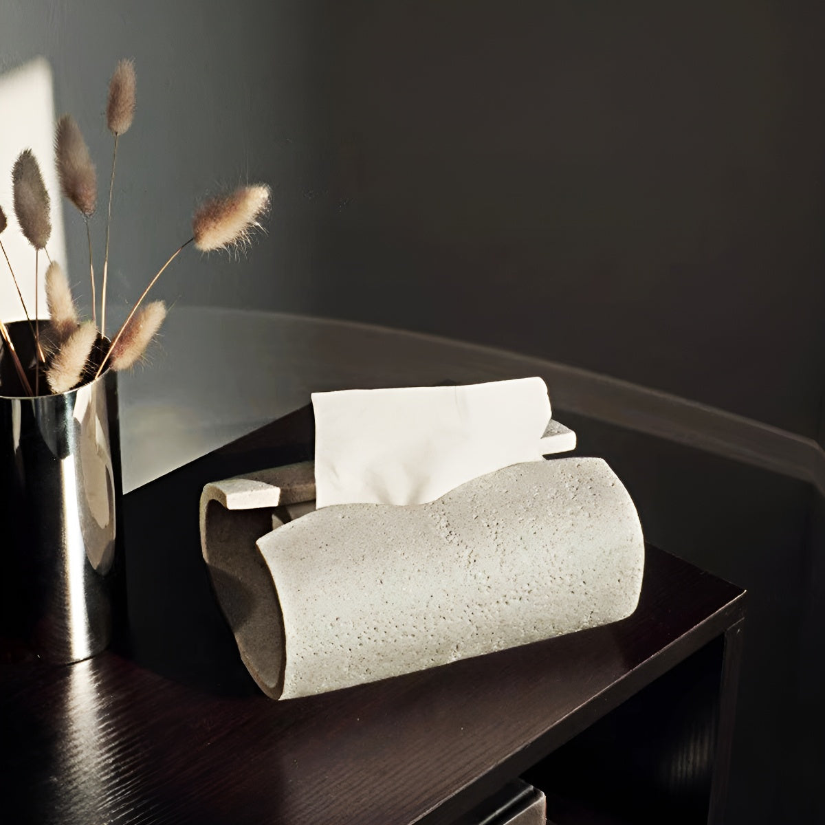 Curved Travertine Tissue Box
