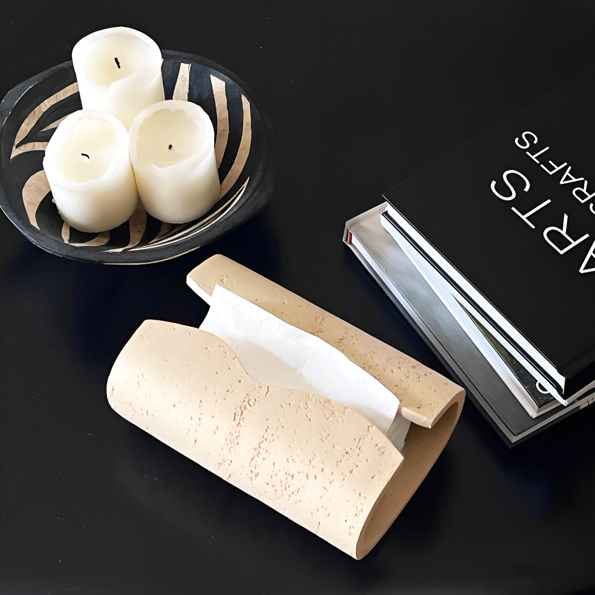 Curved Travertine Tissue Box