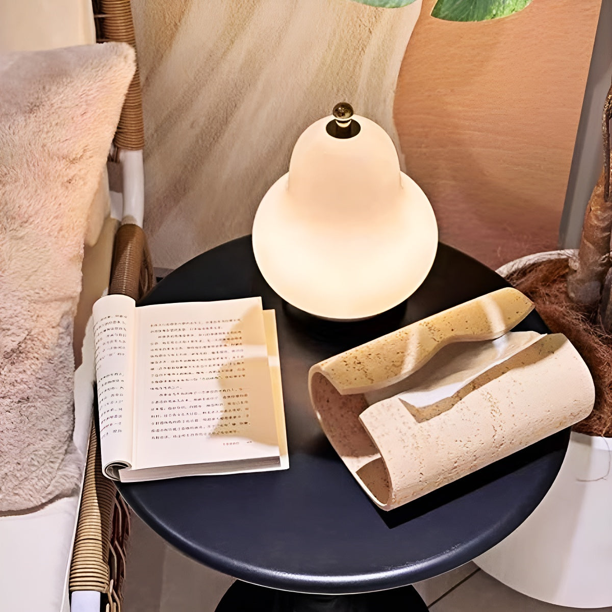 Curved Travertine Tissue Box