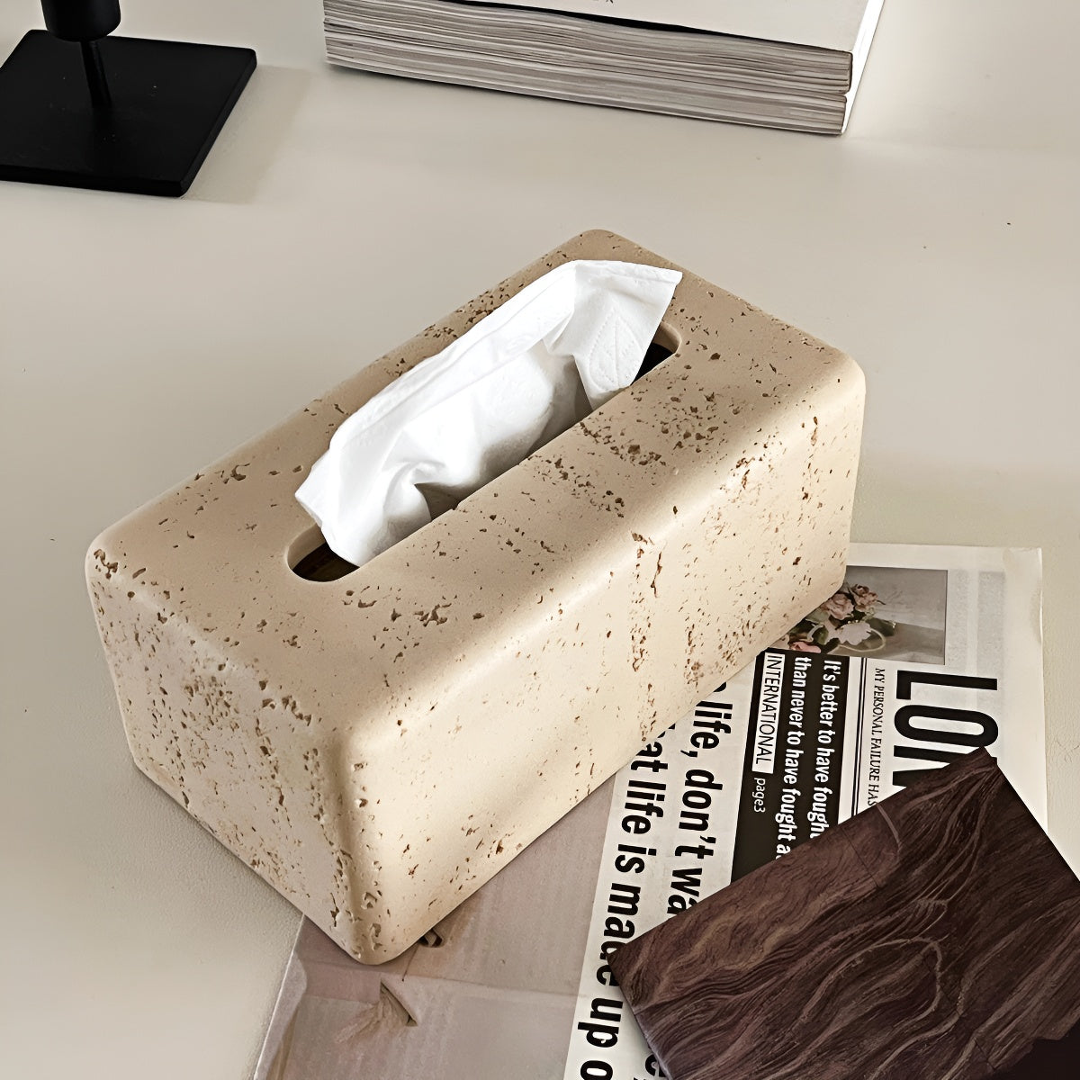 Rectangle Travertine Tissue Box