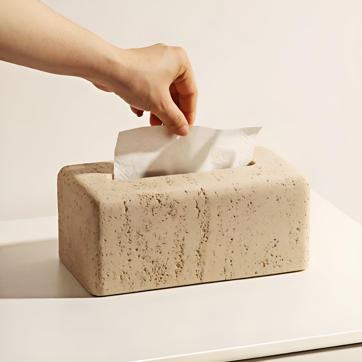 Rectangle Travertine Tissue Box