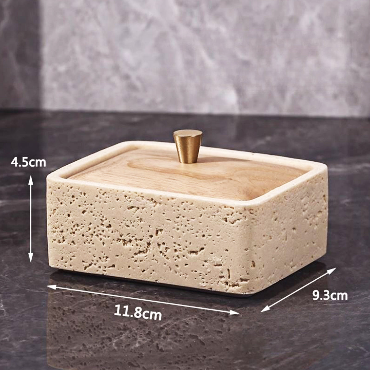 Travertine Single-Layer Organizer with Walnut Lid