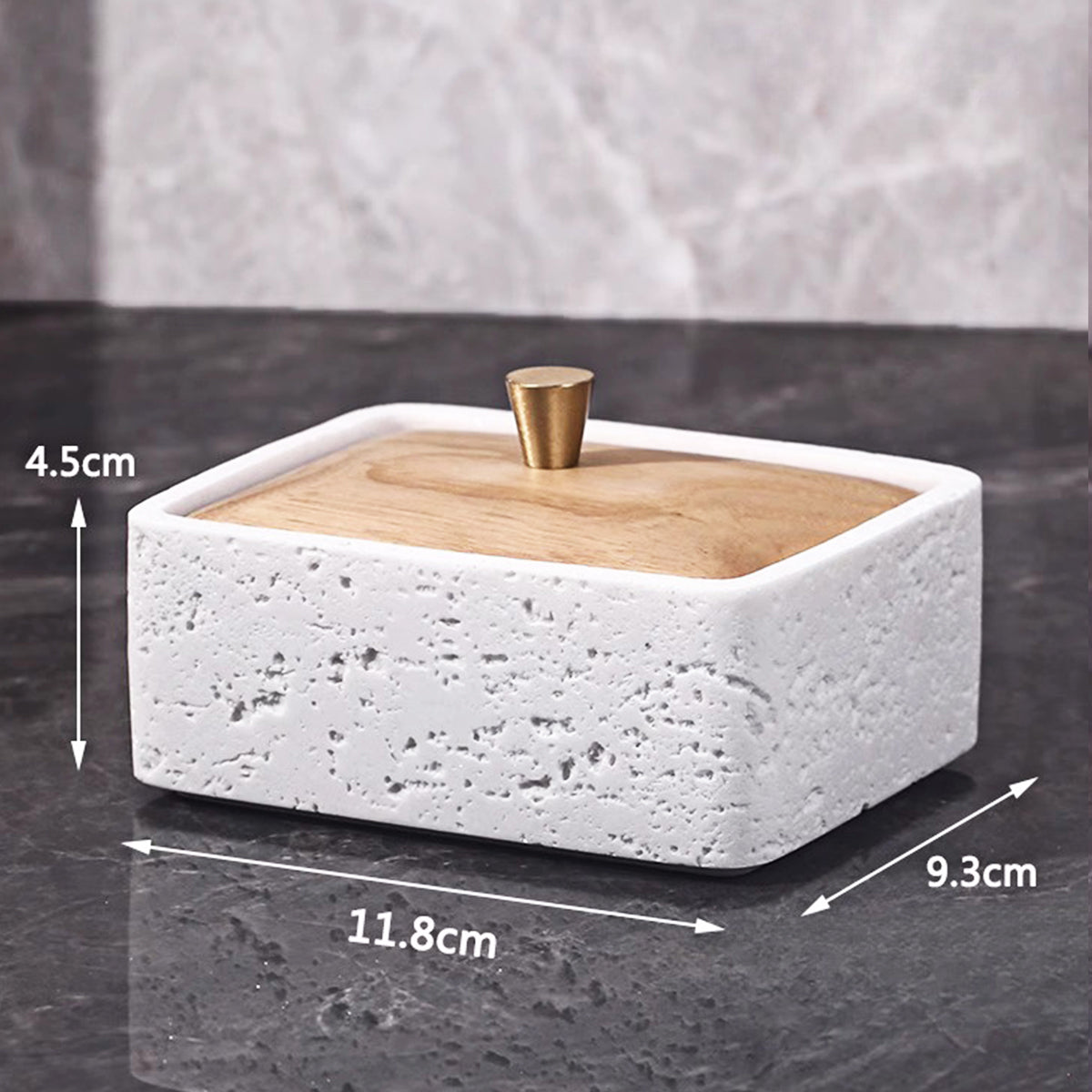 Travertine Single-Layer Organizer with Walnut Lid