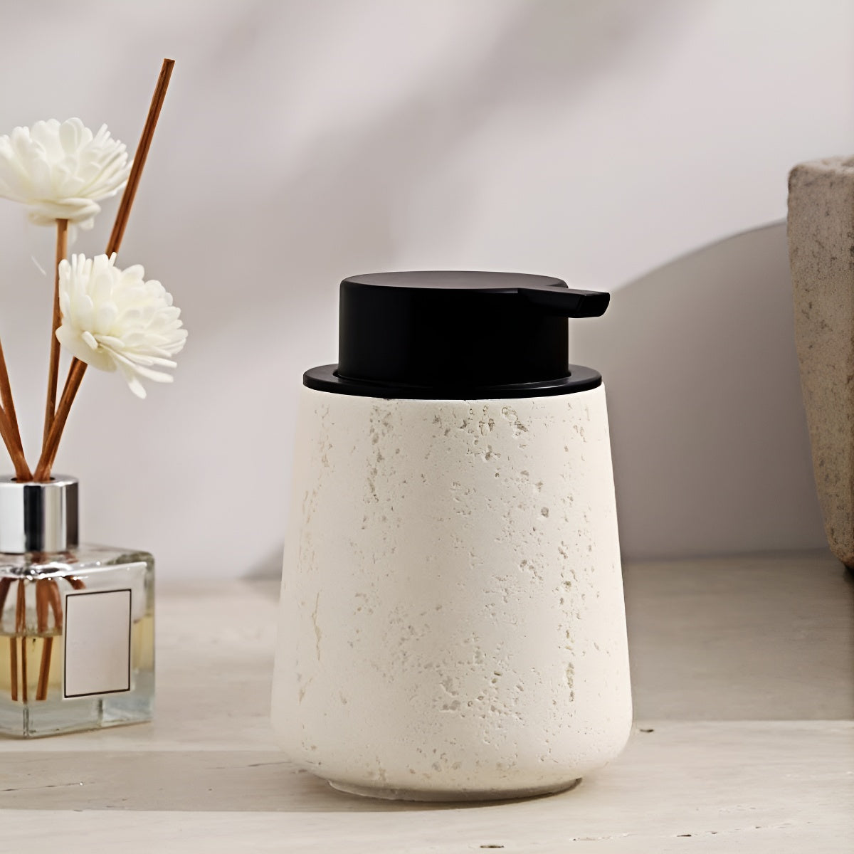 Travertine Hand Press Foaming Soap Dispenser