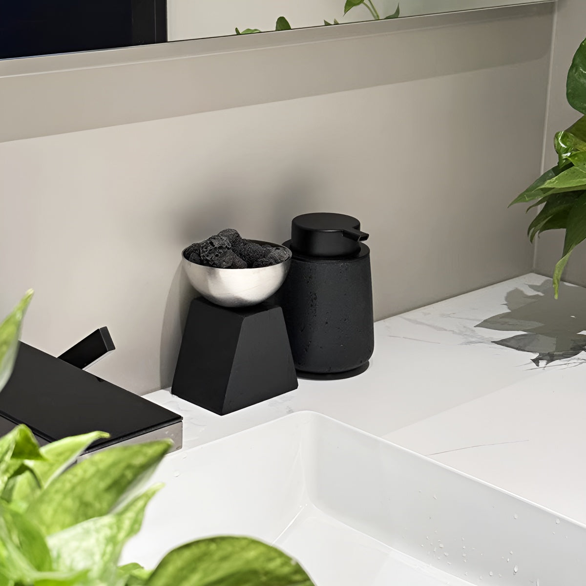 Travertine Hand Press Foaming Soap Dispenser