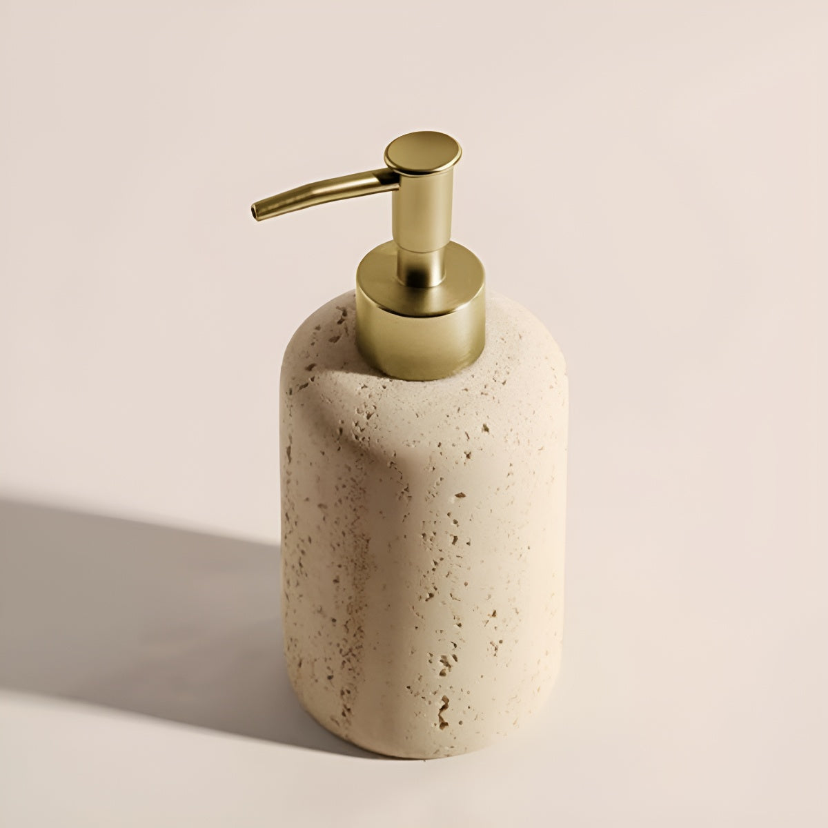 Travertine Shampoo Lotion Dispenser Round Bottle