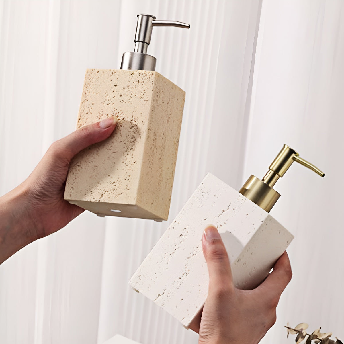Travertine Shampoo Lotion Dispenser Square Bottle