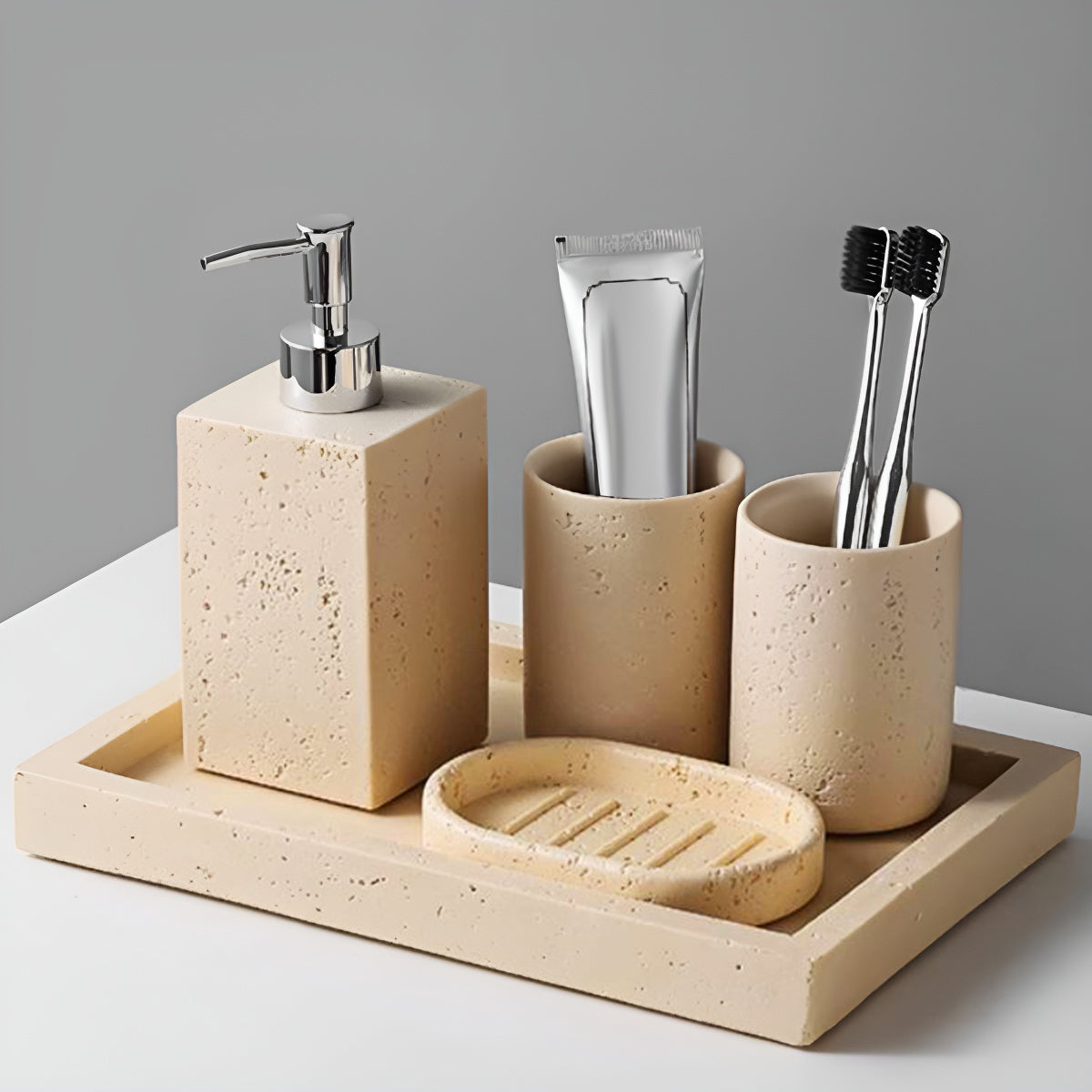 Travertine Shampoo Lotion Dispenser Square Bottle