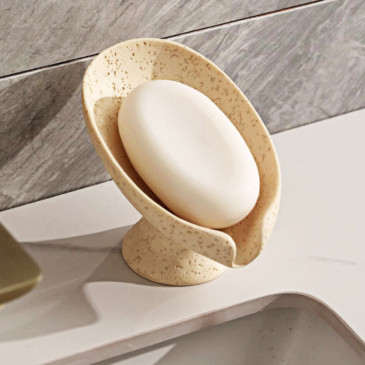 Travertine Lotus-Inspired Soap Dish