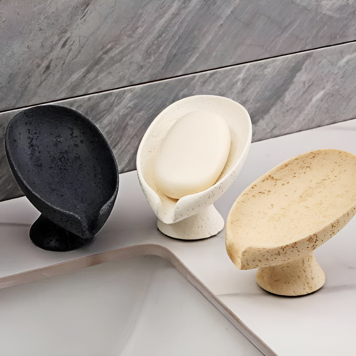 Travertine Lotus-Inspired Soap Dish