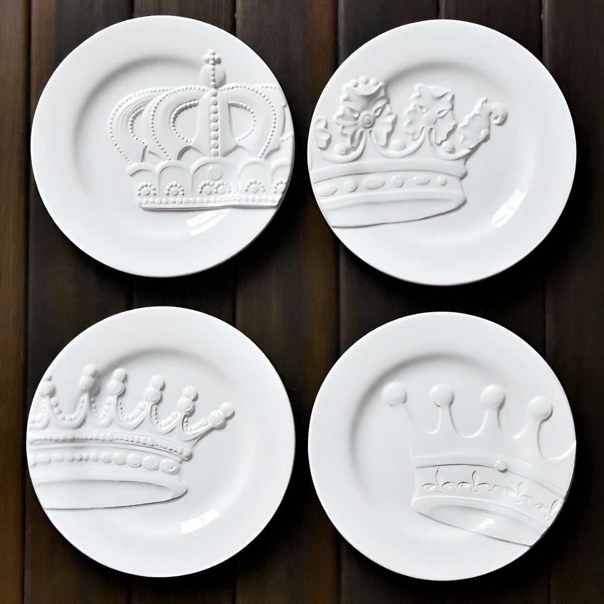 8 inch Embossed Ceramic White Plate