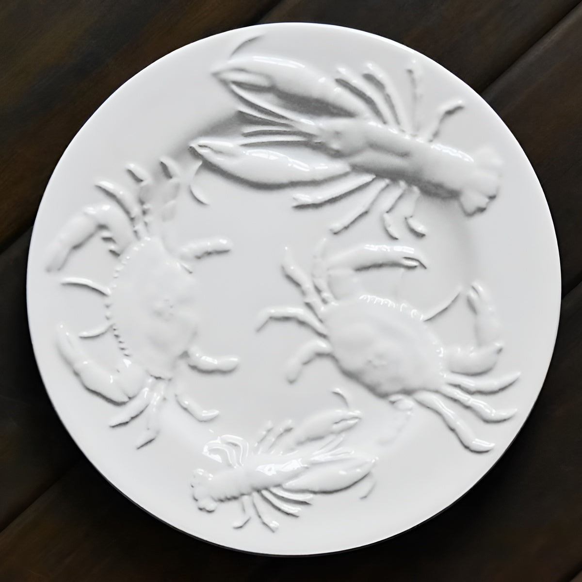 8 inch Embossed Ceramic White Plate