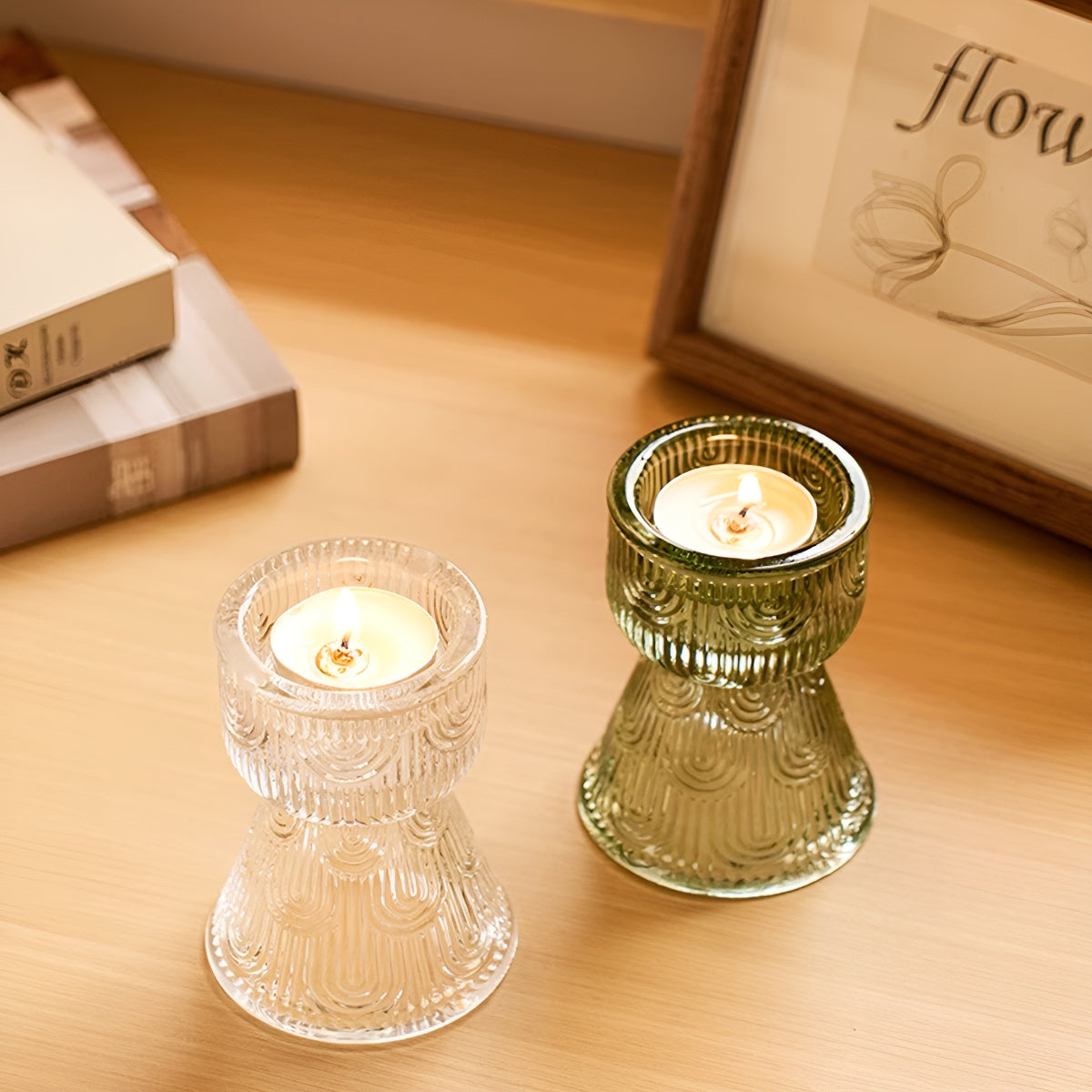 Embossed Glass Candle Holder