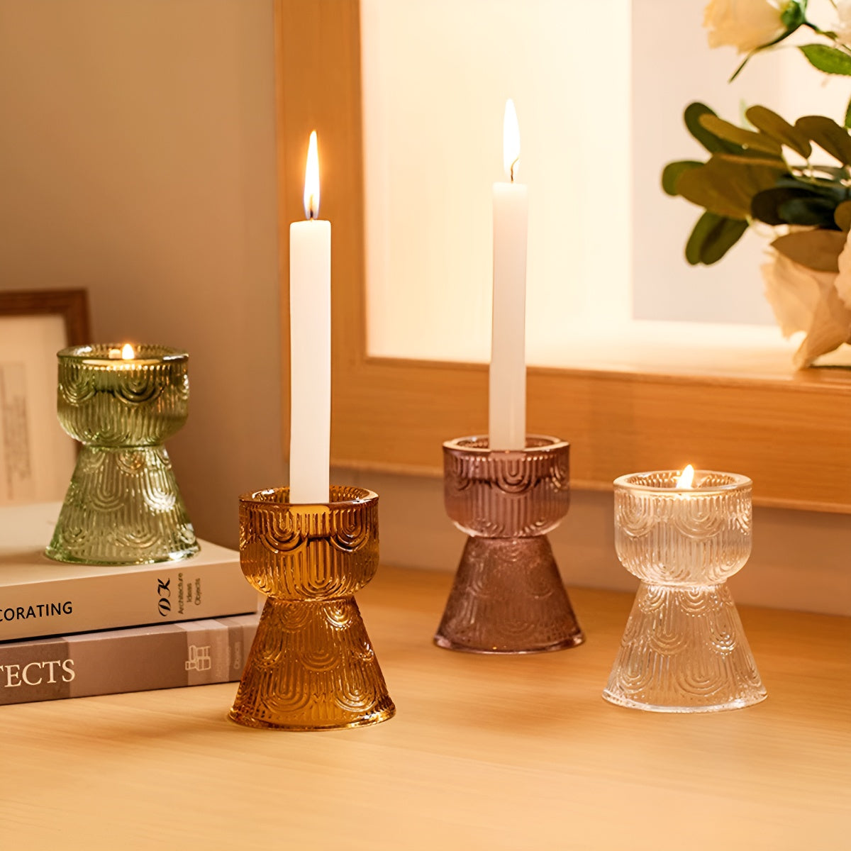 Embossed Glass Candle Holder