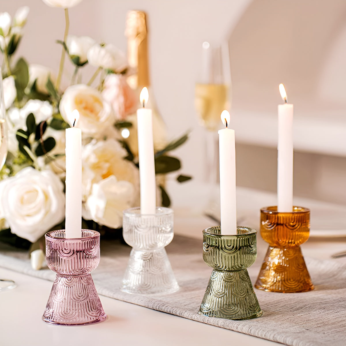 Embossed Glass Candle Holder