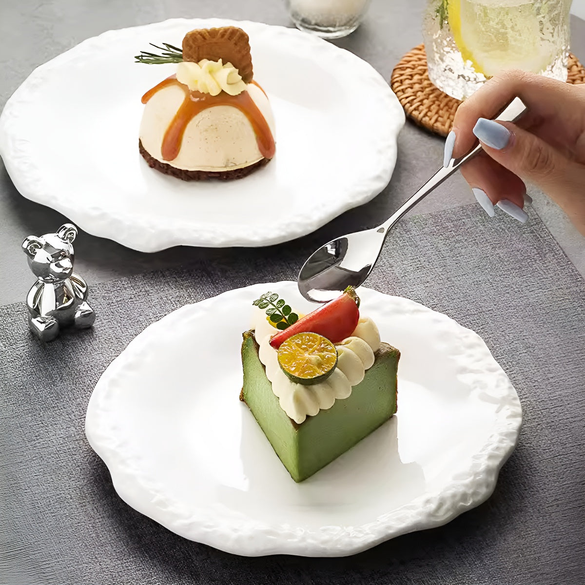 White Irregular Rock-Inspired Edge Ceramic Plates