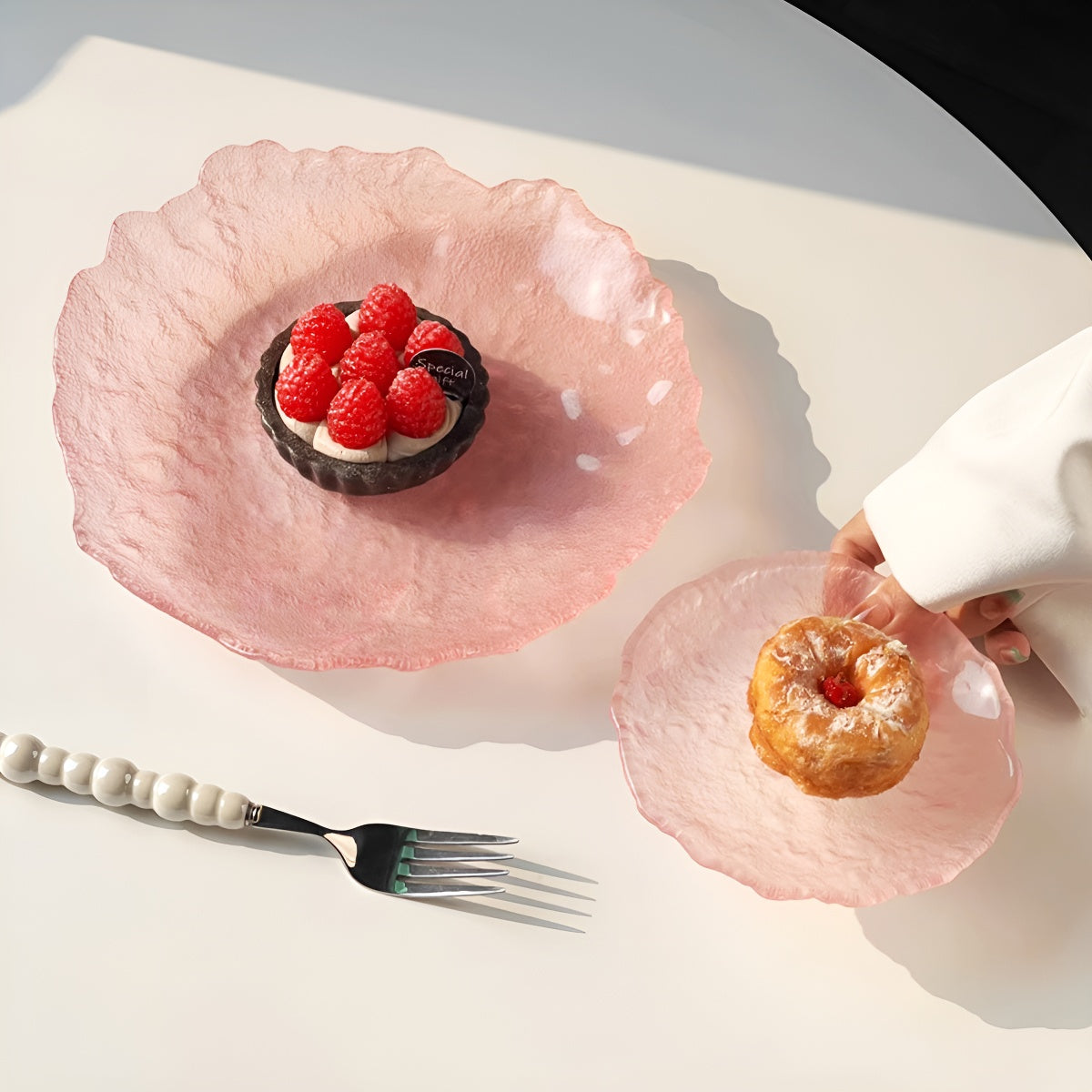 Pink Irregular Glacier Glass Plate