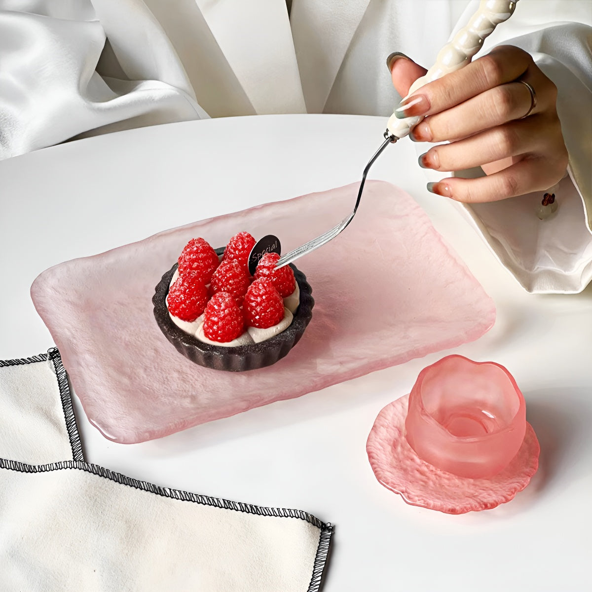 Pink Irregular Glacier Glass Plate