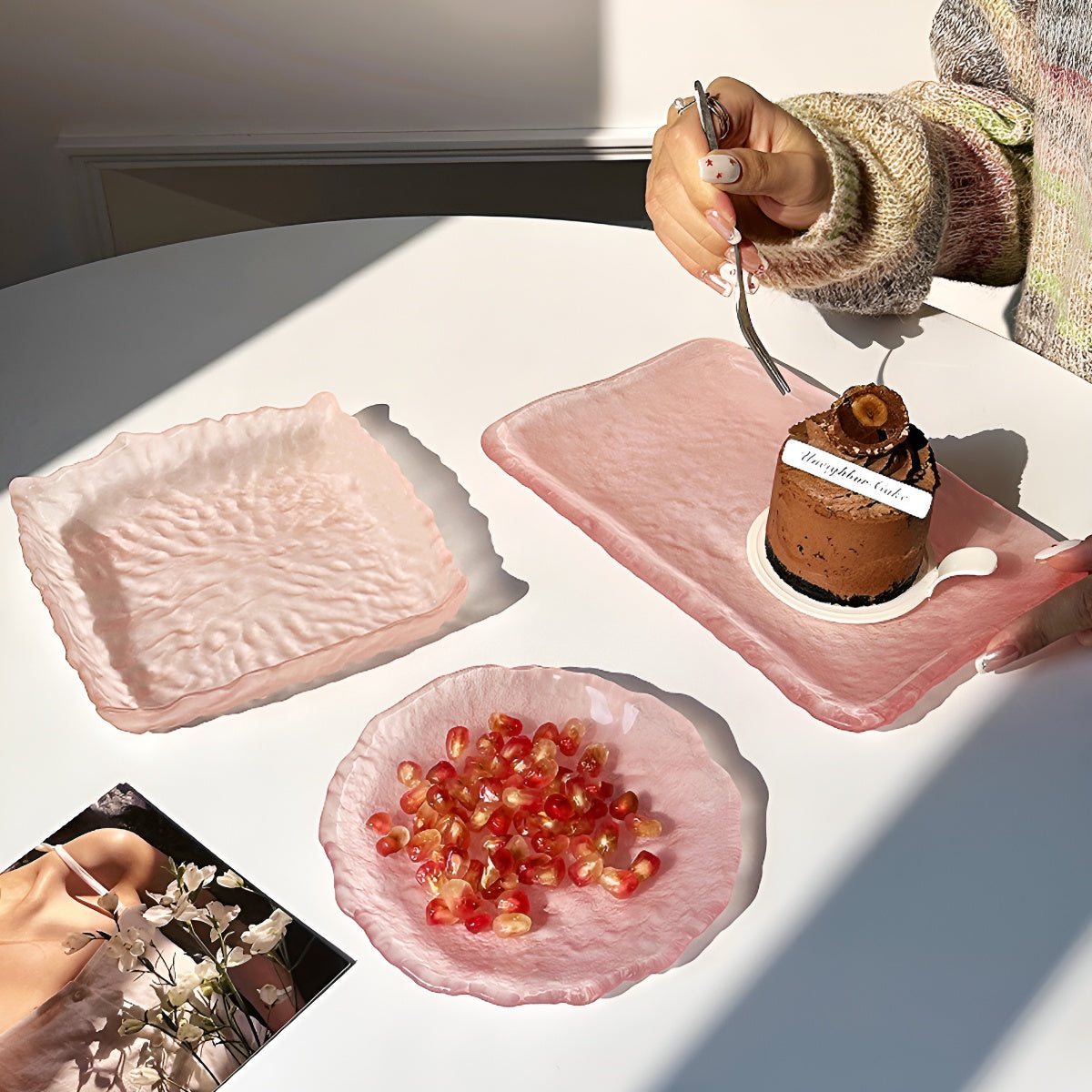 Pink Irregular Glacier Glass Plate