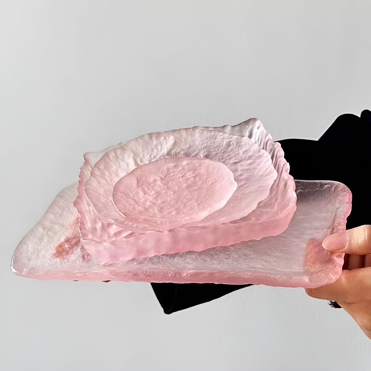 Pink Irregular Glacier Glass Plate