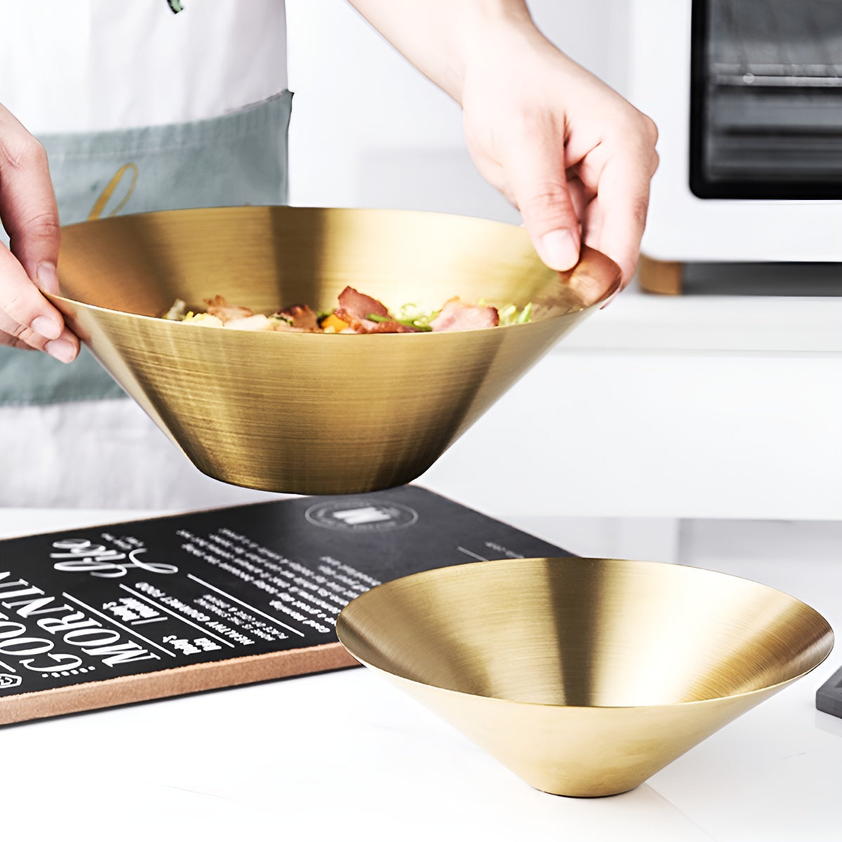 Brushed Gold Stainless Steel Salad Bowl
