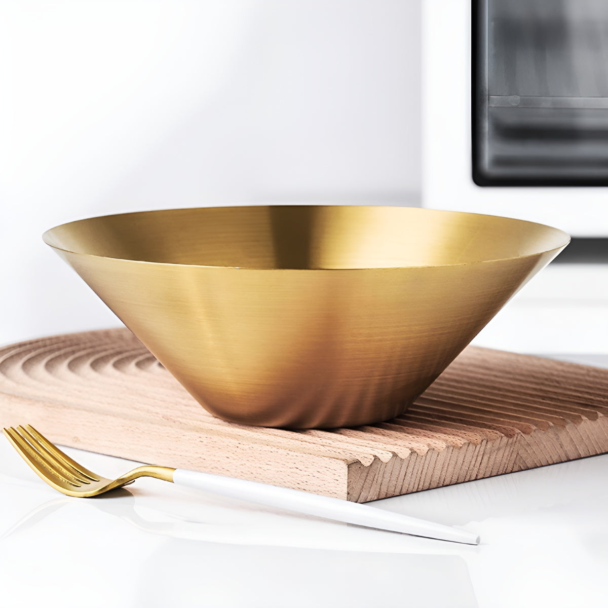 Brushed Gold Stainless Steel Salad Bowl