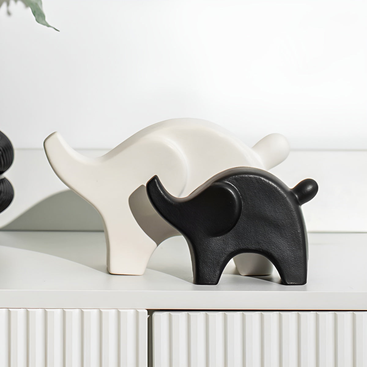Matte Minimalist Ceramic Elephant Figurine