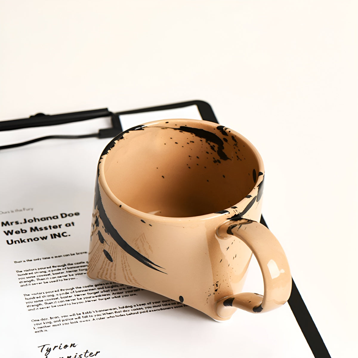 Ink Splash Ceramic Mug with Handle